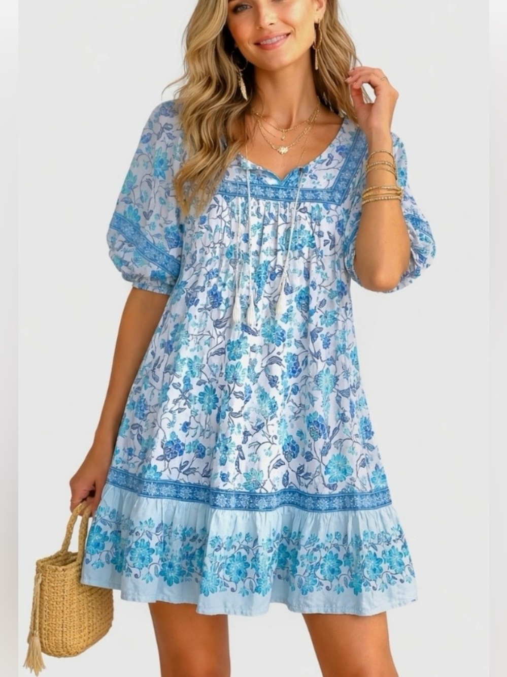 Old Navy Blue Floral Boho Dress